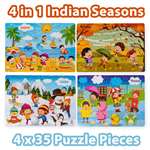 Ratnas 4 in 1 Indian Seasons Jigsaw Puzzle for Kids- Set of 4 